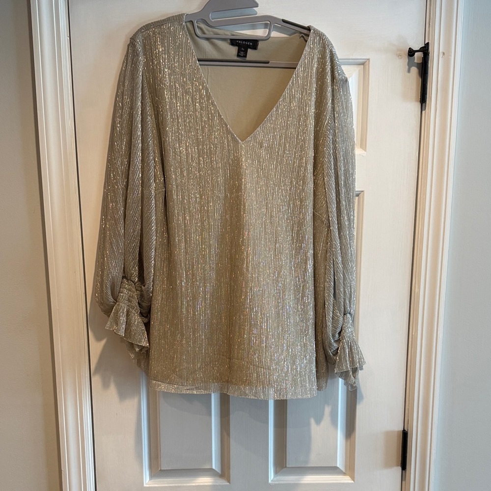 Halogen Shimmering Gold V-Neck Blouse